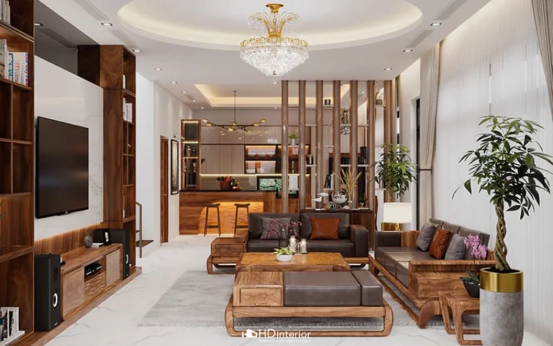 nội thất tự nhiên với vật liệu gỗ